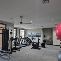 a gym with exercise equipment