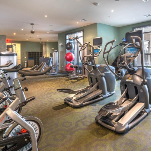 a gym with exercise equipment