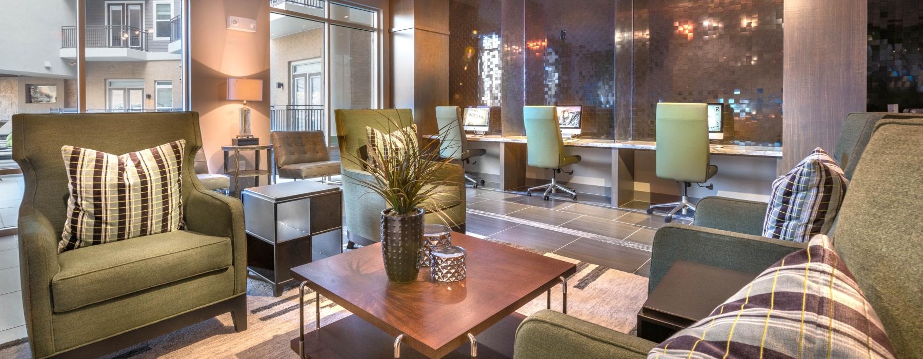 a lounge room with a large glass work rooms